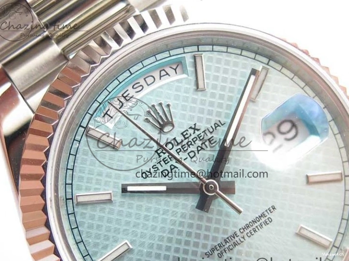 A2836 Dial 228239 Dial Blue SS BP SS Version Textured 904 on Day-Date President 40mm Ice Bracelet New 0724